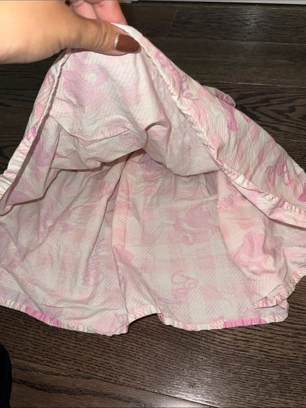 Barbie Pink Gingham Sleeveless Dress with Logo & Silhouette Print 4t